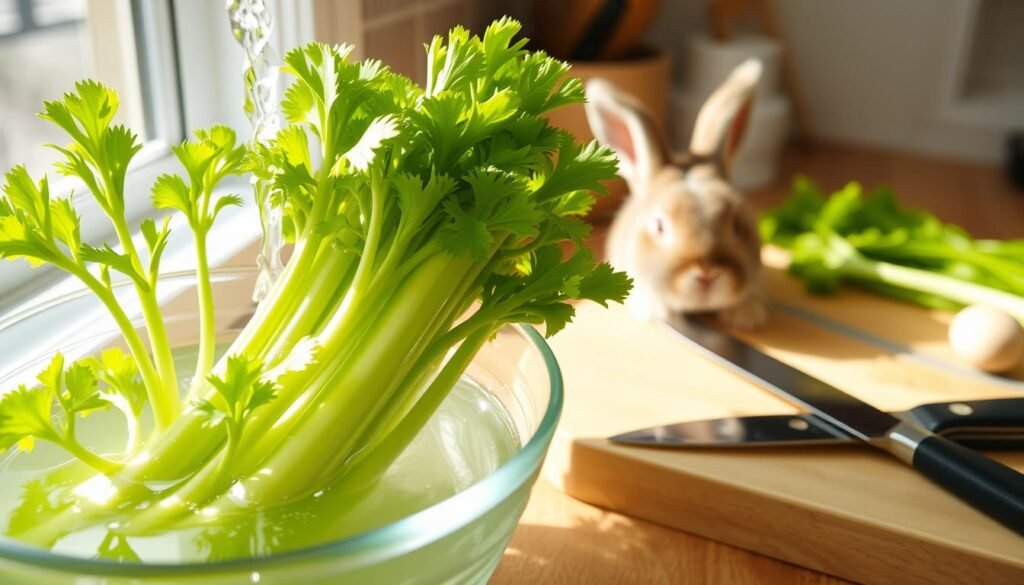 preparing celery for rabbits