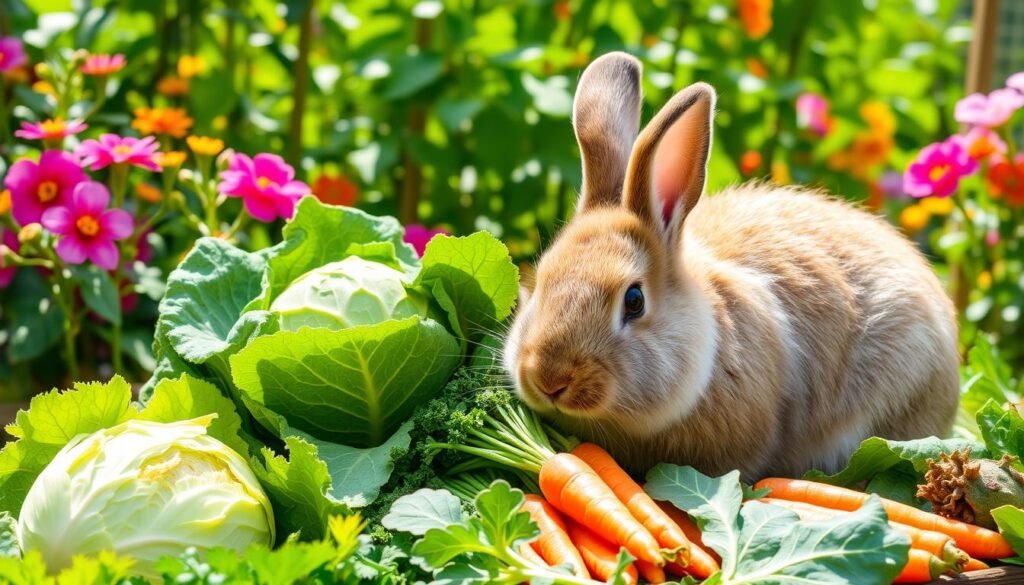 rabbit eating vegetables